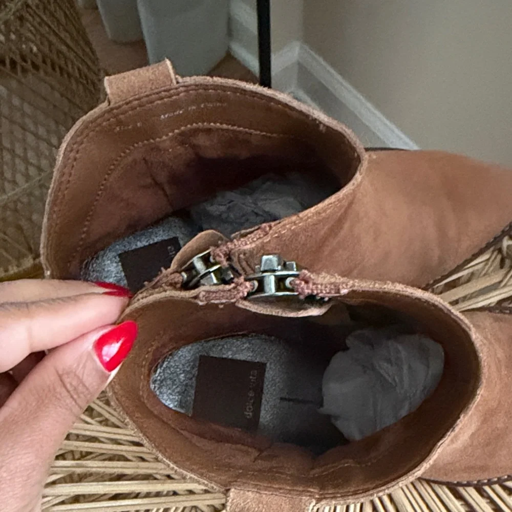 Dolce Vita Suede Ankle Booties in Chestnut Brown Size 6 - Picture 6 of 8